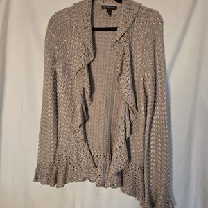 INC International Concepts Taupe Open-Front Cardigan